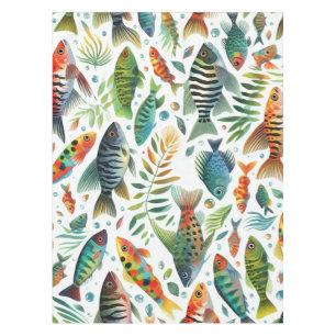 Colourful underwater fish art tablecloth