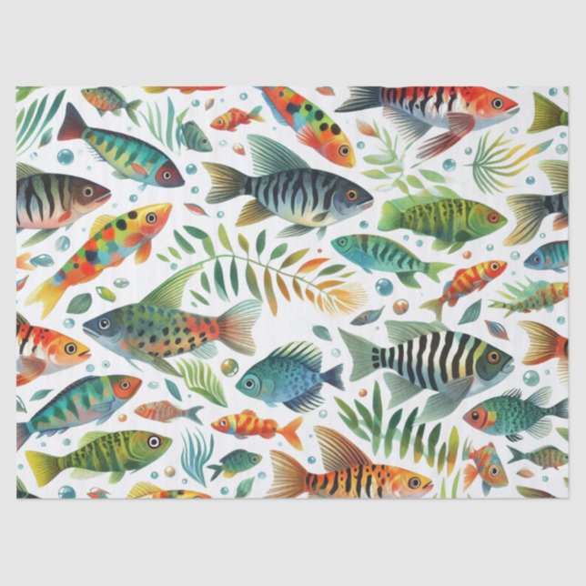 Colourful underwater fish art tissue paper (Front)