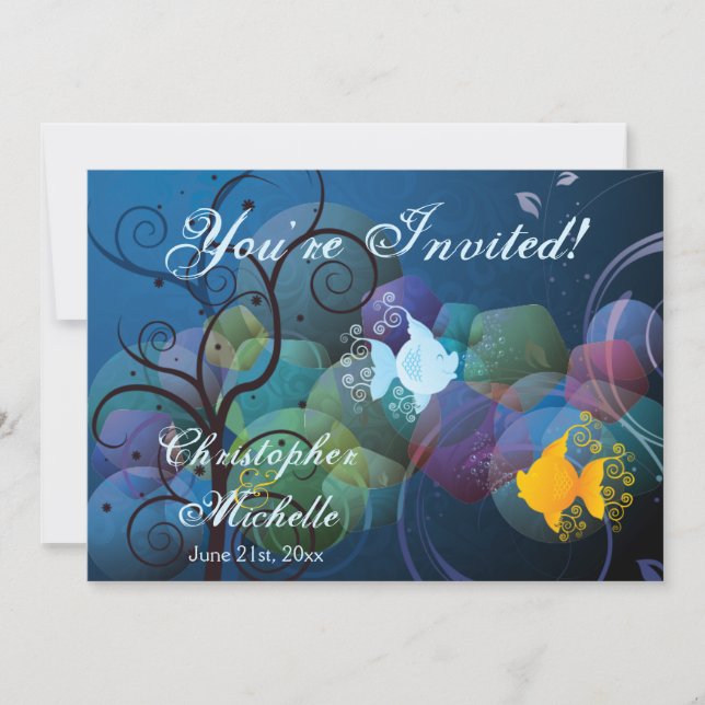 Colourful Underwater Fish Beach Wedding Invitation (Front)