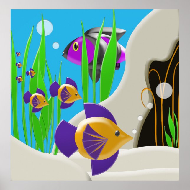 Colourful Underwater Fish Poster Wall Art (Front)