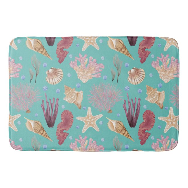 Colourful Underwater Life Pattern Bath Mat (Front)
