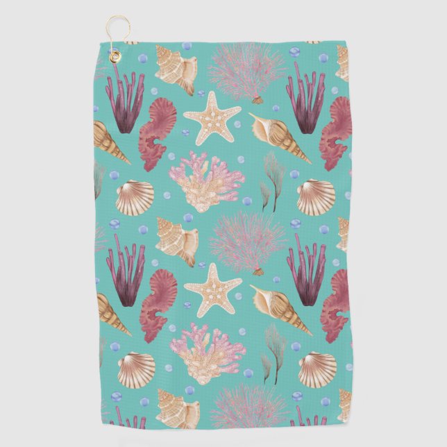 Colourful Underwater Life Pattern Golf Towel (Front)