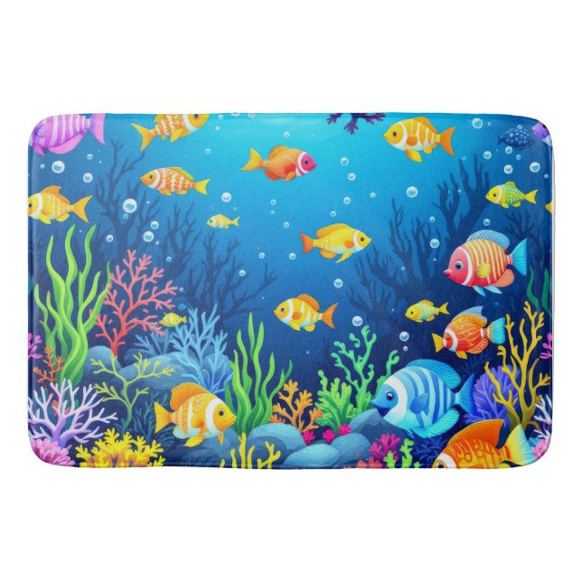 Colourful Underwater Scene Bath Mat (Front)