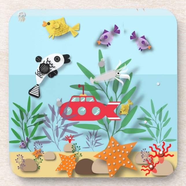 Colourful Underwater Scene  Coaster (Front)