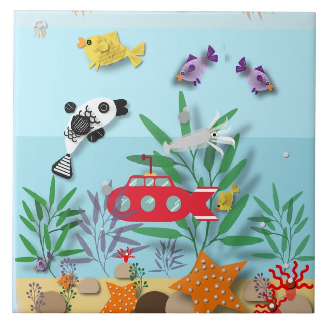 Colourful Underwater Scene  Tile (Front)
