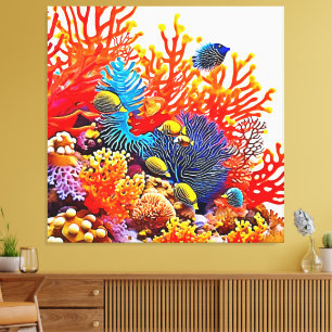 Colourful Underwater Sea Life Design  Canvas Print