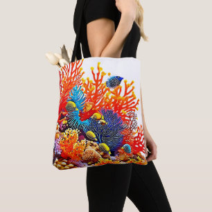 Colourful Underwater Sea Life Design Tote Bag