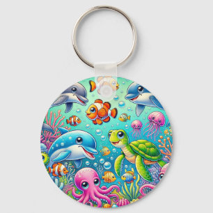 🐠 Colourful Underwater Sea Life For Ocean Lovers Key Ring