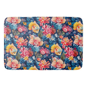 Colourful Underwater Sea Life Ocean  Bath Mat