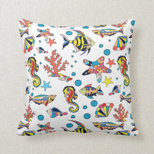 Colourful Underwater Sea Life Pattern Cushion