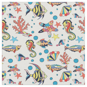Colourful Underwater Sea Life Pattern Fabric