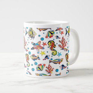 Colourful Underwater Sea Life Pattern Large Coffee Mug