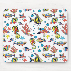 Colourful Underwater Sea Life Pattern Mouse Mat