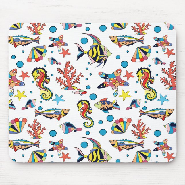 Colourful Underwater Sea Life Pattern Mouse Mat (Front)