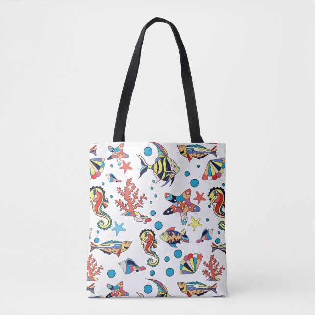 Colourful Underwater Sea Life Pattern Tote Bag (Front)