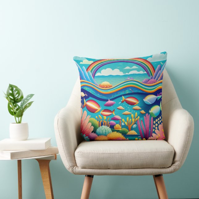 Colourful Underwater Under the Rainbow Cushion (Chair)