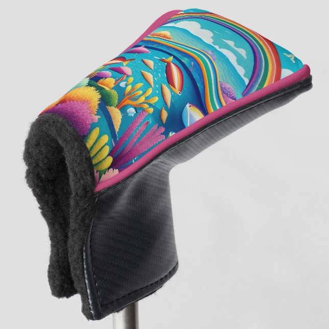 Colourful Underwater Under the Rainbow Golf Head Cover (3/4 Front)