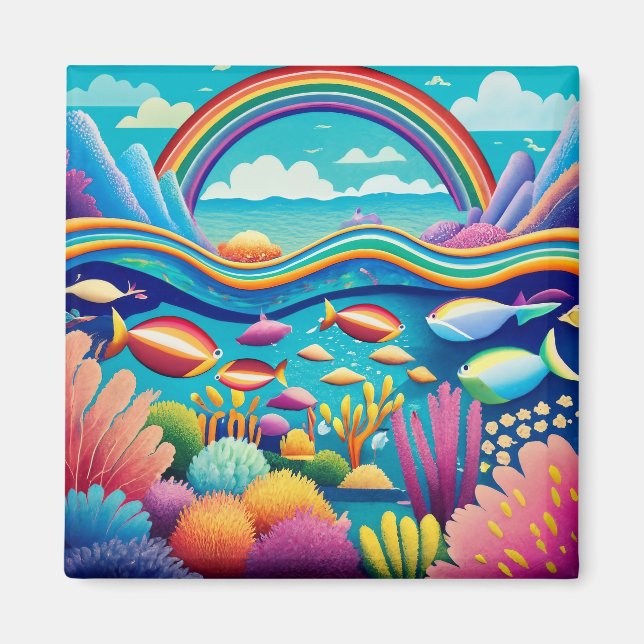 Colourful Underwater Under the Rainbow Magnet (Front)