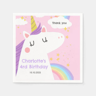Colourful Unicorn and Rainbows Birthday Party  Napkin