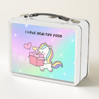 colourful unicorn background Metal Lunchbox