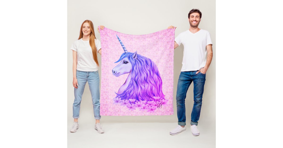 Colourful Unicorn Fleece Blanket Zazzle Co Uk