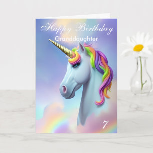 Colourful Unicorn Happy Birthday Granddaughter  Card