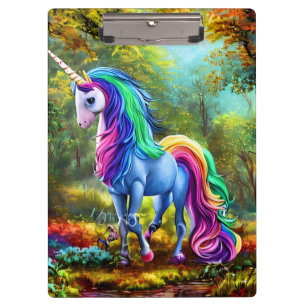 Colourful Unicorn Horse in The Forest-46567 Clipboard