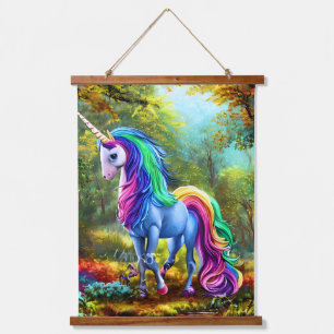 Colourful Unicorn Horse in The Forest-46567 Hanging Tapestry
