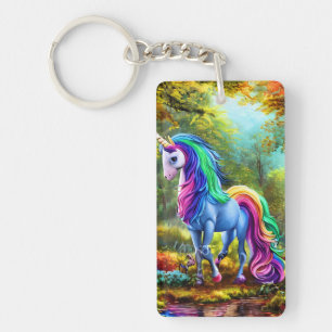Colourful Unicorn Horse in The Forest-46567 Key Ring