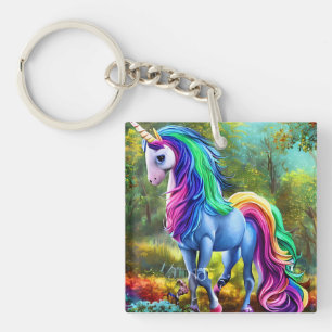 Colourful Unicorn Horse in The Forest-46567 Key Ring