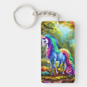 Colourful Unicorn Horse in The Forest-46567 Key Ring