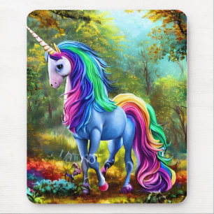 Colourful Unicorn Horse in The Forest-46567 Mouse Mat