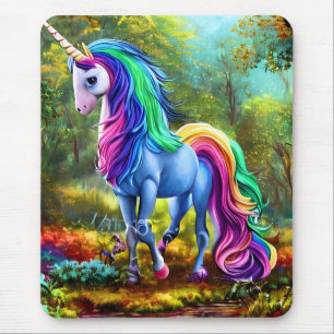 Colourful Unicorn Horse in The Forest-46567 Mouse Mat