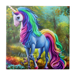 Colourful Unicorn Horse  Tile