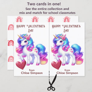 Colourful Unicorn Kid's Valentine Classroom Card