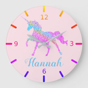 Colourful Unicorn Large Clock