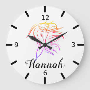 Colourful Unicorn Large Clock