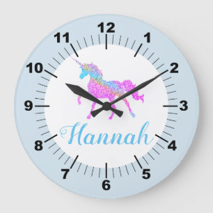 Colourful Unicorn Large Clock