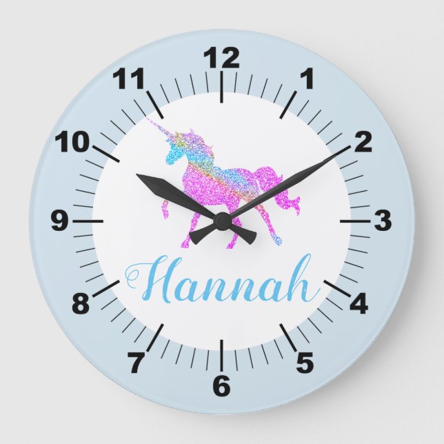 Colourful Unicorn Large Clock (Front)