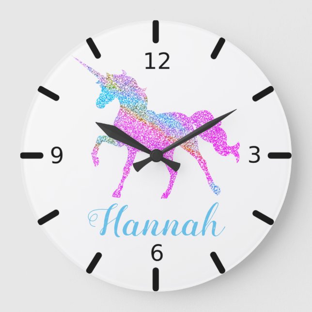 Colourful Unicorn Large Clock (Front)