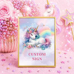 Colourful Unicorn Magical Day Girl Birthday Custom Poster