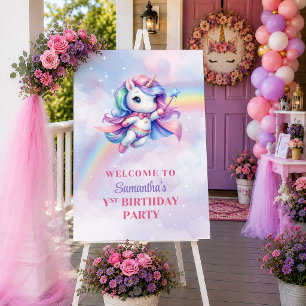 Colourful Unicorn Magical Day Girl Birthday Welcom Poster
