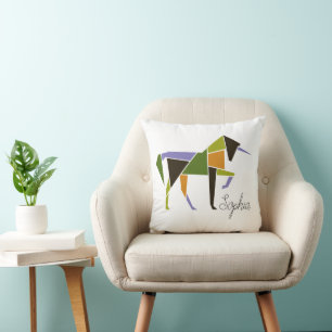 Colourful Unicorn - Modern Abstract Elegant Tangra Cushion