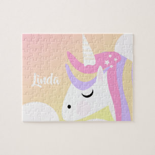 Colourful Unicorn Ombre Rainbow Kids Jigsaw Puzzle