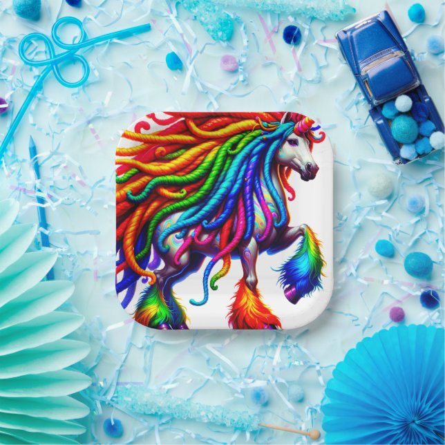 Colourful Unicorn Paper Plate (Party)