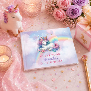 Colourful Unicorn Pastel Magical Girl Guest Book