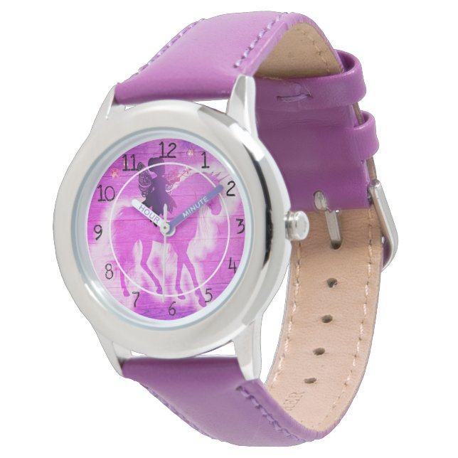 Colourful Unicorn Pink & Purple Watch (Angled)