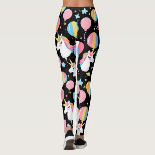 colourful Unicorn rainbow balloon pattern for her Leggings
