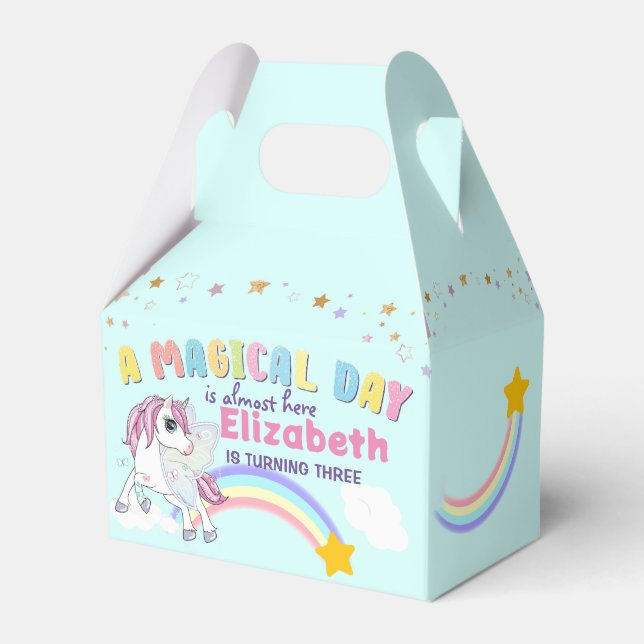 Colourful Unicorn Rainbow Cute Magical Pink Favour Box (Front Side)