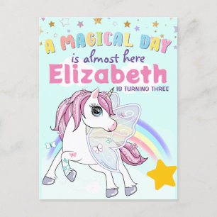 Colourful Unicorn Rainbow Cute Magical Pink Postcard